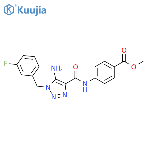 methyl 4-{5-amino-1-(3-fluorophenyl)methyl-1H-1,2,3-triazole-4-amido}benzoate structure