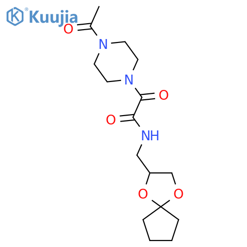 2-(4-acetylpiperazin-1-yl)-N-({1,4-dioxaspiro4.4nonan-2-yl}methyl)-2-oxoacetamide structure