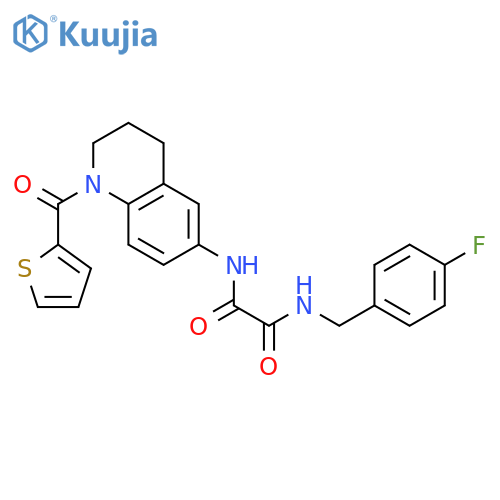 N'-(4-fluorophenyl)methyl-N-1-(thiophene-2-carbonyl)-1,2,3,4-tetrahydroquinolin-6-ylethanediamide structure