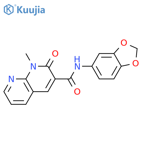 N-(2H-1,3-benzodioxol-5-yl)-1-methyl-2-oxo-1,2-dihydro-1,8-naphthyridine-3-carboxamide structure
