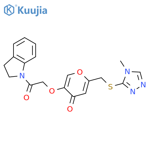 5-2-(2,3-dihydro-1H-indol-1-yl)-2-oxoethoxy-2-{(4-methyl-4H-1,2,4-triazol-3-yl)sulfanylmethyl}-4H-pyran-4-one structure