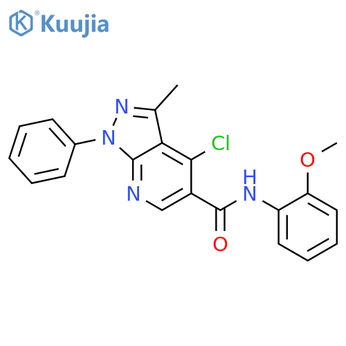 4-chloro-N-(2-methoxyphenyl)-3-methyl-1-phenyl-1H-pyrazolo3,4-bpyridine-5-carboxamide structure