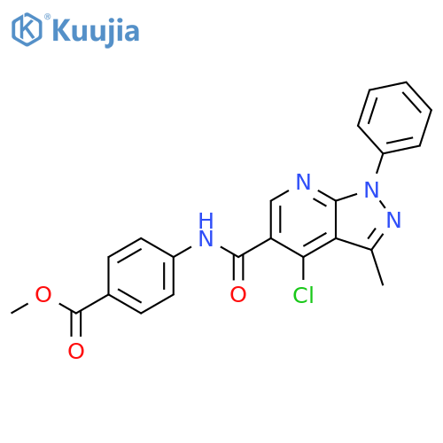 methyl 4-{4-chloro-3-methyl-1-phenyl-1H-pyrazolo3,4-bpyridine-5-amido}benzoate structure