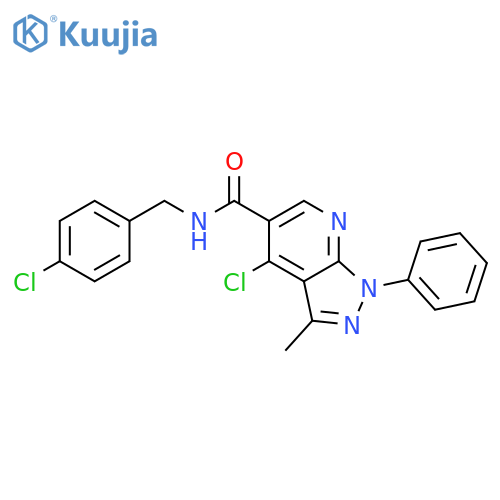 4-chloro-N-(4-chlorophenyl)methyl-3-methyl-1-phenyl-1H-pyrazolo3,4-bpyridine-5-carboxamide structure