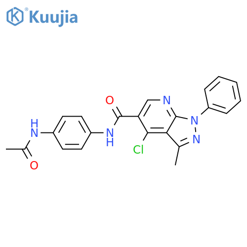 4-chloro-N-(4-acetamidophenyl)-3-methyl-1-phenyl-1H-pyrazolo3,4-bpyridine-5-carboxamide structure