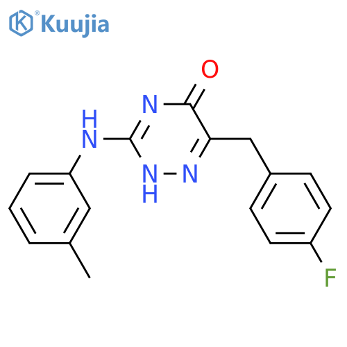 6-(4-fluorophenyl)methyl-3-(3-methylphenyl)amino-4,5-dihydro-1,2,4-triazin-5-one structure