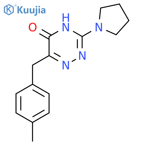 6-(4-methylbenzyl)-3-(pyrrolidin-1-yl)-1,2,4-triazin-5(4H)-one structure