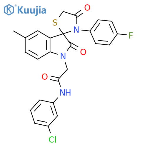 N-(3-chlorophenyl)-2-3'-(4-fluorophenyl)-5-methyl-2,4'-dioxo-1,2-dihydrospiroindole-3,2'-1,3thiazolidine-1-ylacetamide structure