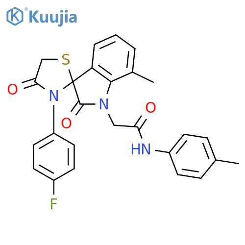 2-3'-(4-fluorophenyl)-7-methyl-2,4'-dioxo-1,2-dihydrospiroindole-3,2'-1,3thiazolidine-1-yl-N-(4-methylphenyl)acetamide structure