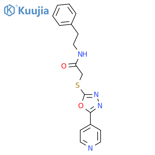 N-(2-phenylethyl)-2-{5-(pyridin-4-yl)-1,3,4-oxadiazol-2-ylsulfanyl}acetamide structure