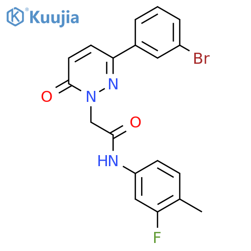 2-3-(3-bromophenyl)-6-oxo-1,6-dihydropyridazin-1-yl-N-(3-fluoro-4-methylphenyl)acetamide structure