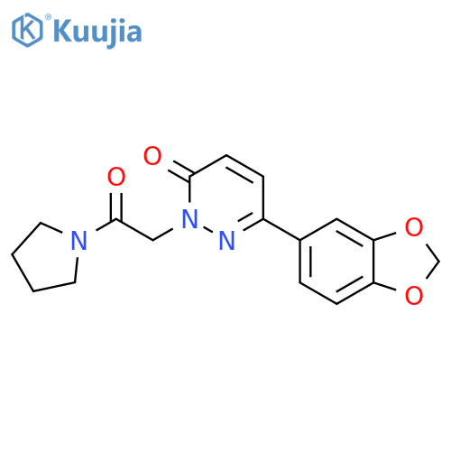 6-(2H-1,3-benzodioxol-5-yl)-2-2-oxo-2-(pyrrolidin-1-yl)ethyl-2,3-dihydropyridazin-3-one structure