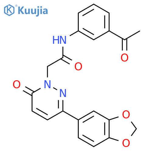 N-(3-acetylphenyl)-2-3-(2H-1,3-benzodioxol-5-yl)-6-oxo-1,6-dihydropyridazin-1-ylacetamide structure