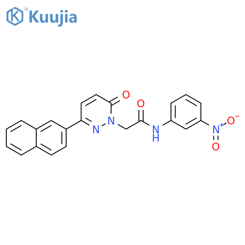 2-3-(naphthalen-2-yl)-6-oxo-1,6-dihydropyridazin-1-yl-N-(3-nitrophenyl)acetamide structure