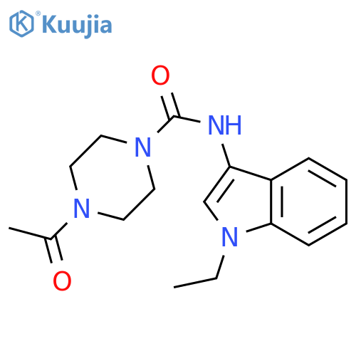 4-acetyl-N-(1-ethyl-1H-indol-3-yl)piperazine-1-carboxamide structure