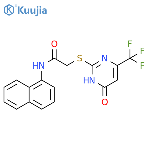 N-(naphthalen-1-yl)-2-{6-oxo-4-(trifluoromethyl)-1,6-dihydropyrimidin-2-ylsulfanyl}acetamide structure