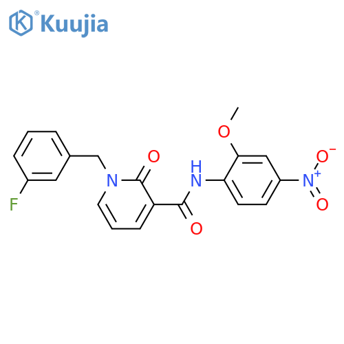 1-(3-fluorophenyl)methyl-N-(2-methoxy-4-nitrophenyl)-2-oxo-1,2-dihydropyridine-3-carboxamide structure