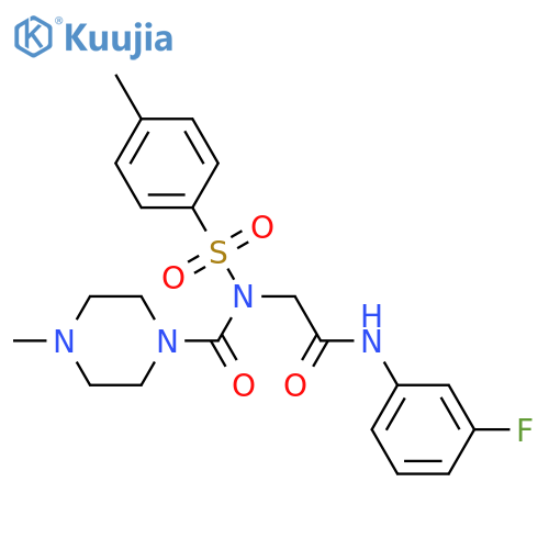 N-(3-fluorophenyl)-2-N-(4-methylpiperazine-1-carbonyl)4-methylbenzenesulfonamidoacetamide structure