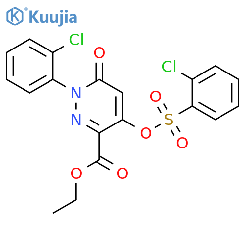 ethyl 4-(2-chlorobenzenesulfonyl)oxy-1-(2-chlorophenyl)-6-oxo-1,6-dihydropyridazine-3-carboxylate structure