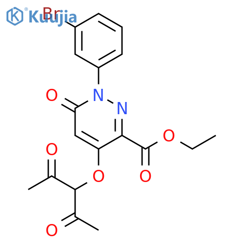 ethyl 1-(3-bromophenyl)-4-(2,4-dioxopentan-3-yl)oxy-6-oxo-1,6-dihydropyridazine-3-carboxylate structure
