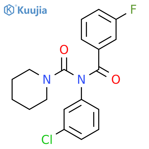 N-(3-chlorophenyl)-3-fluoro-N-(piperidine-1-carbonyl)benzamide structure