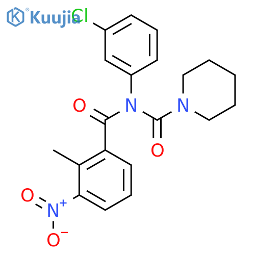 N-(3-chlorophenyl)-N-(2-methyl-3-nitrobenzoyl)piperidine-1-carboxamide structure