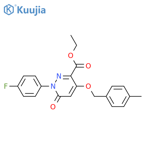 ethyl 1-(4-fluorophenyl)-4-(4-methylphenyl)methoxy-6-oxo-1,6-dihydropyridazine-3-carboxylate structure