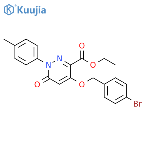 ethyl 4-(4-bromophenyl)methoxy-1-(4-methylphenyl)-6-oxo-1,6-dihydropyridazine-3-carboxylate structure
