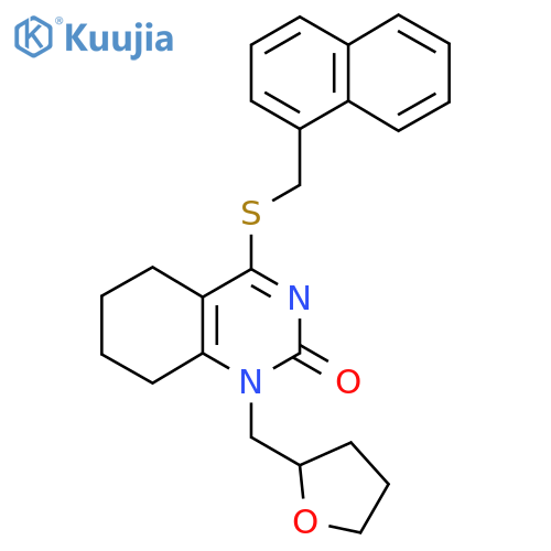 4-{(naphthalen-1-yl)methylsulfanyl}-1-(oxolan-2-yl)methyl-1,2,5,6,7,8-hexahydroquinazolin-2-one structure