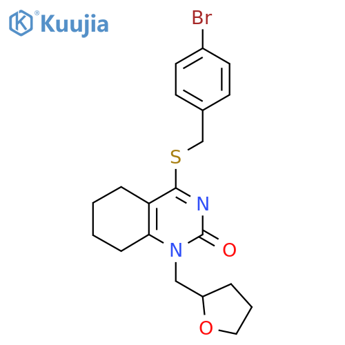 4-{(4-bromophenyl)methylsulfanyl}-1-(oxolan-2-yl)methyl-1,2,5,6,7,8-hexahydroquinazolin-2-one structure