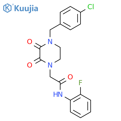 2-{4-(4-chlorophenyl)methyl-2,3-dioxo-1,2,3,4-tetrahydropyrazin-1-yl}-N-(2-fluorophenyl)acetamide structure