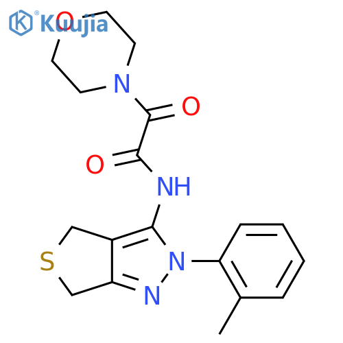 N-2-(2-methylphenyl)-2H,4H,6H-thieno3,4-cpyrazol-3-yl-2-(morpholin-4-yl)-2-oxoacetamide structure