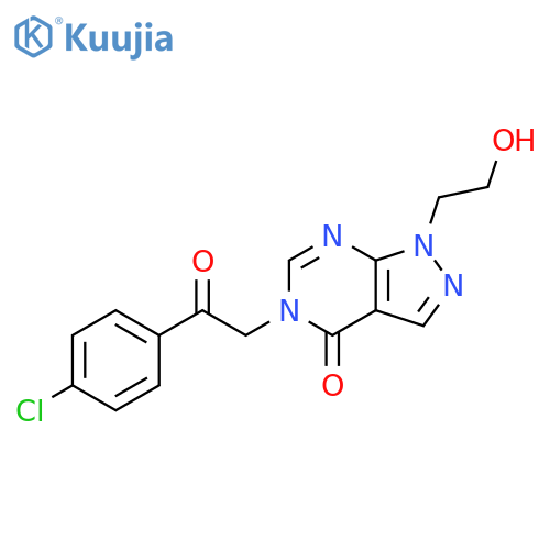 5-2-(4-chlorophenyl)-2-oxoethyl-1-(2-hydroxyethyl)-1H,4H,5H-pyrazolo3,4-dpyrimidin-4-one structure