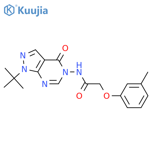 N-{1-tert-butyl-4-oxo-1H,4H,5H-pyrazolo3,4-dpyrimidin-5-yl}-2-(3-methylphenoxy)acetamide structure