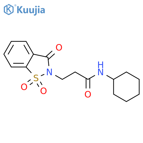 N-cyclohexyl-3-(1,1,3-trioxo-2,3-dihydro-1lambda6,2-benzothiazol-2-yl)propanamide structure