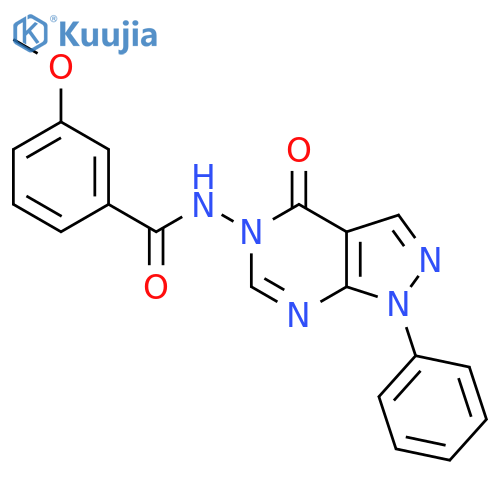 3-methoxy-N-{4-oxo-1-phenyl-1H,4H,5H-pyrazolo3,4-dpyrimidin-5-yl}benzamide structure