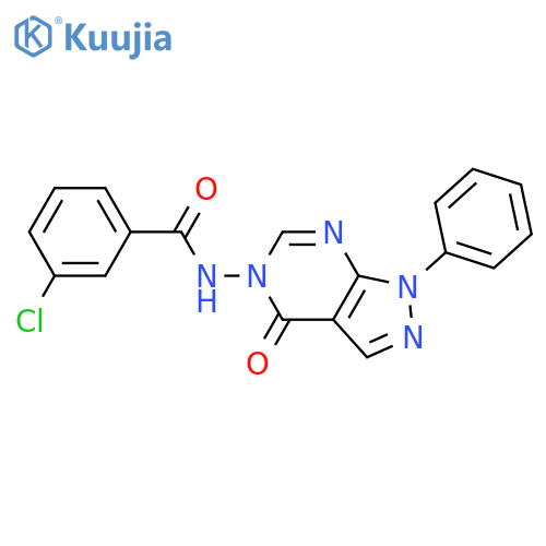 3-chloro-N-{4-oxo-1-phenyl-1H,4H,5H-pyrazolo3,4-dpyrimidin-5-yl}benzamide structure