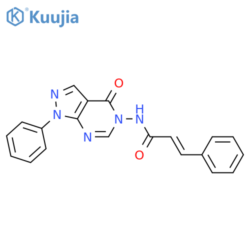 (2E)-N-{4-oxo-1-phenyl-1H,4H,5H-pyrazolo3,4-dpyrimidin-5-yl}-3-phenylprop-2-enamide structure