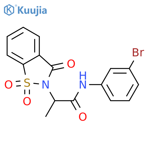 N-(3-bromophenyl)-2-(1,1,3-trioxo-2,3-dihydro-1lambda6,2-benzothiazol-2-yl)propanamide structure