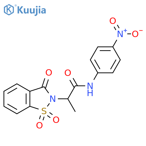 N-(4-nitrophenyl)-2-(1,1,3-trioxo-2,3-dihydro-1lambda6,2-benzothiazol-2-yl)propanamide structure