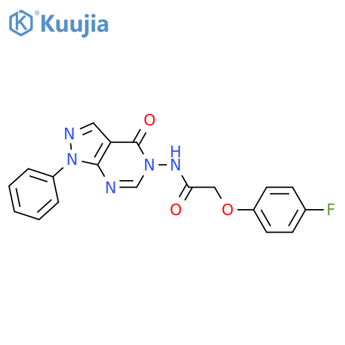 2-(4-fluorophenoxy)-N-{4-oxo-1-phenyl-1H,4H,5H-pyrazolo3,4-dpyrimidin-5-yl}acetamide structure