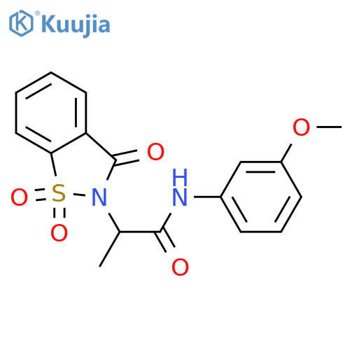 N-(3-methoxyphenyl)-2-(1,1,3-trioxo-2,3-dihydro-1lambda6,2-benzothiazol-2-yl)propanamide structure