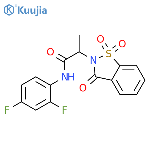N-(2,4-difluorophenyl)-2-(1,1,3-trioxo-2,3-dihydro-1lambda6,2-benzothiazol-2-yl)propanamide structure
