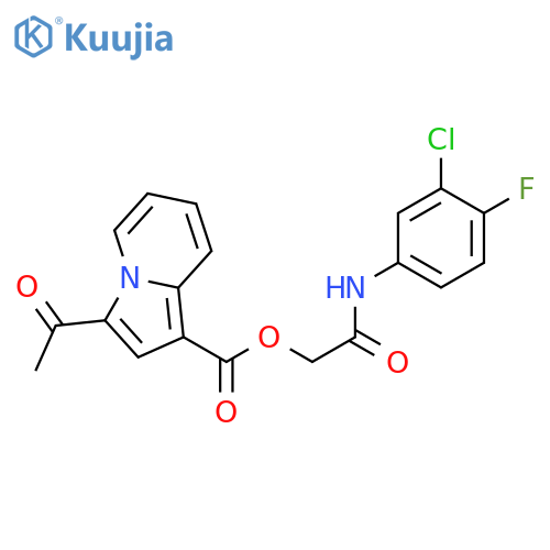 (3-chloro-4-fluorophenyl)carbamoylmethyl 3-acetylindolizine-1-carboxylate structure