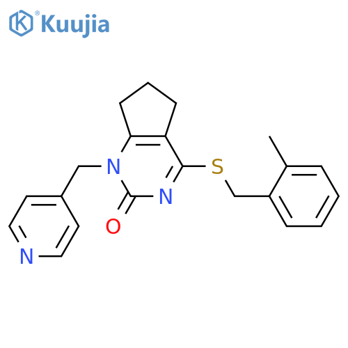 4-{(2-methylphenyl)methylsulfanyl}-1-(pyridin-4-yl)methyl-1H,2H,5H,6H,7H-cyclopentadpyrimidin-2-one structure