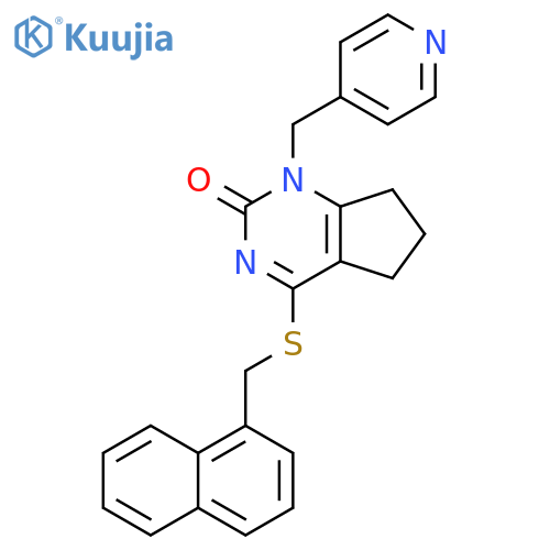4-{(naphthalen-1-yl)methylsulfanyl}-1-(pyridin-4-yl)methyl-1H,2H,5H,6H,7H-cyclopentadpyrimidin-2-one structure
