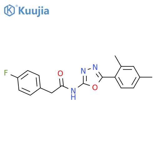 N-5-(2,4-dimethylphenyl)-1,3,4-oxadiazol-2-yl-2-(4-fluorophenyl)acetamide structure