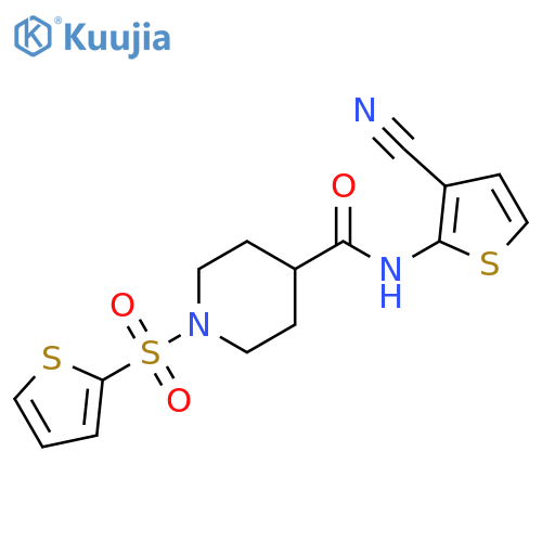 N-(3-cyanothiophen-2-yl)-1-(thiophene-2-sulfonyl)piperidine-4-carboxamide structure