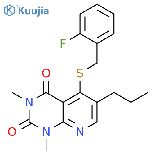 5-{(2-fluorophenyl)methylsulfanyl}-1,3-dimethyl-6-propyl-1H,2H,3H,4H-pyrido2,3-dpyrimidine-2,4-dione structure