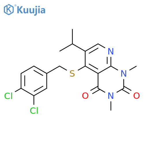 5-{(3,4-dichlorophenyl)methylsulfanyl}-1,3-dimethyl-6-(propan-2-yl)-1H,2H,3H,4H-pyrido2,3-dpyrimidine-2,4-dione structure